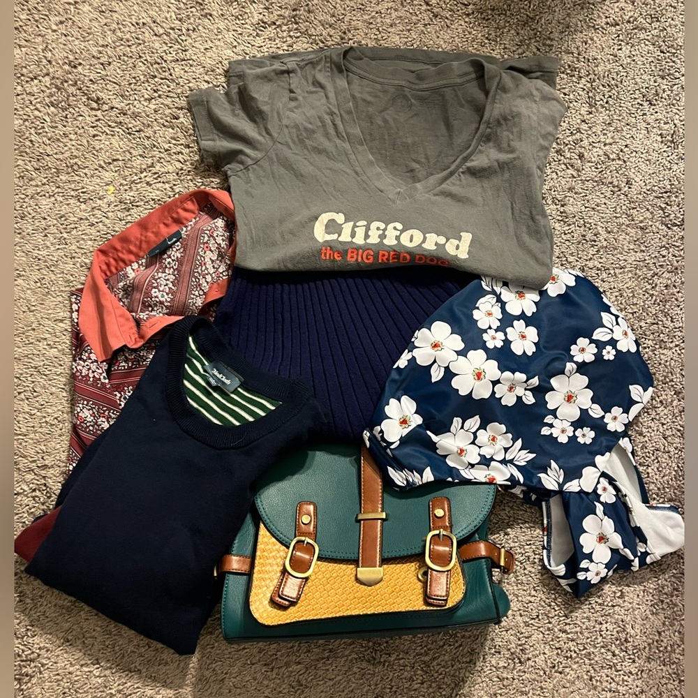 ModCloth Lot Shirts, Purse, Swimsuit Quirky Nerdy Hip Unique Colorful Size L M
